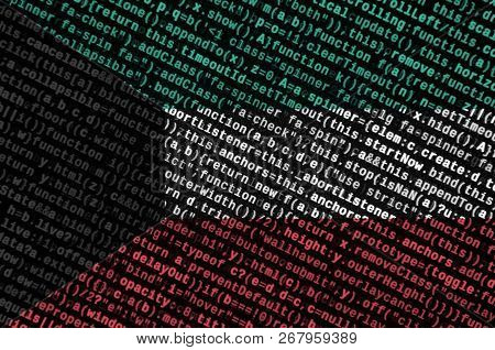 Kuwait Flag  Is Depicted On The Screen With The Program Code. The Concept Of Modern Technology And S