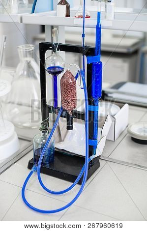 Hempel Device. Stationary Oxygen Gas Analyzer. Laboratory Analysis Equipment. Chemical Laboratory, G