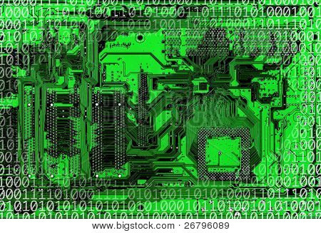 Cyfrowo wygenerowany obraz circuitboard zielony komputera