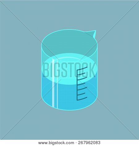 Beaker Vector Isometric Icon On Gray Background