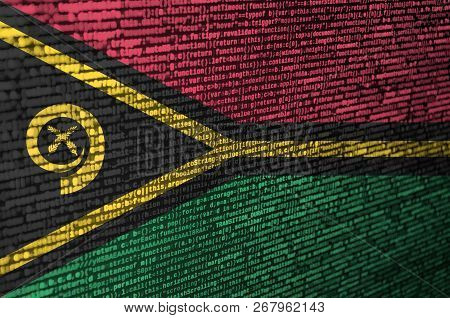 Vanuatu Flag  Is Depicted On The Screen With The Program Code. The Concept Of Modern Technology And 