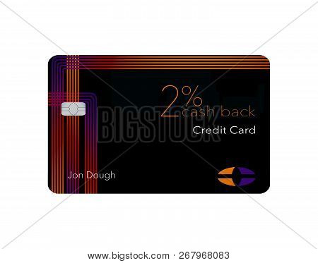 Here Is A 2-percent Cash Back Credit Card. This Card Is Generic With Mock Logos.  This Is An Illustr