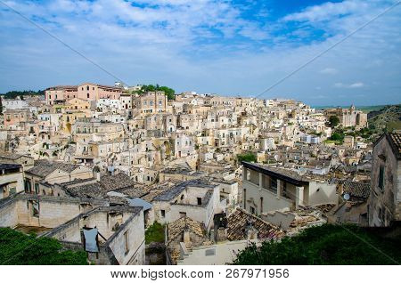 Matera Panoramic View Of Historical Centre Sasso Barisano Of Old Ancient Town Sassi Di Matera With R