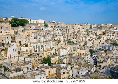 Matera Panoramic View Of Historical Centre Sasso Barisano Of Old Ancient Town Sassi Di Matera With R