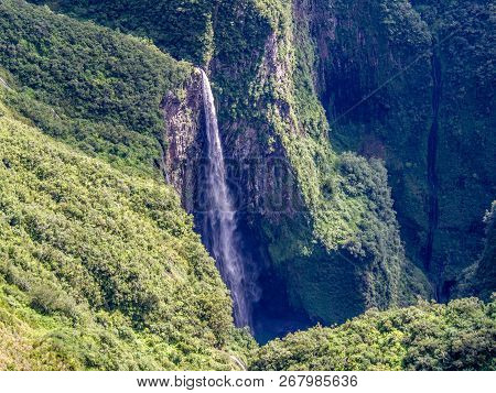 Trou De Fer Waterfall In La Reunion French Tropical Island