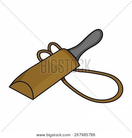 Cartoon Knife In Case Isolated On White Background. Medieval Weapon. Adventure Items. Vector Illustr