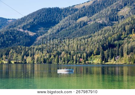 Boat On The Lake Erlaufsee, Mariazell, Austria