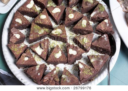 tæt op skud af tyrkisk dessert på buffet