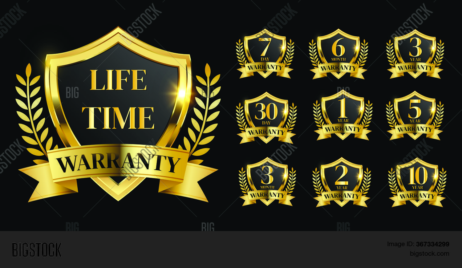 Set Golden Warranty Vector & Photo (Free Trial) Bigstock
