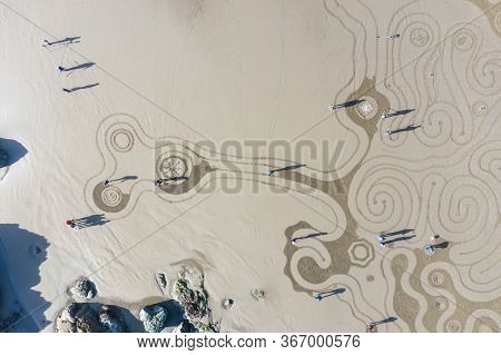 Labyrinth By Circles In The Sand, Bandon Oregon