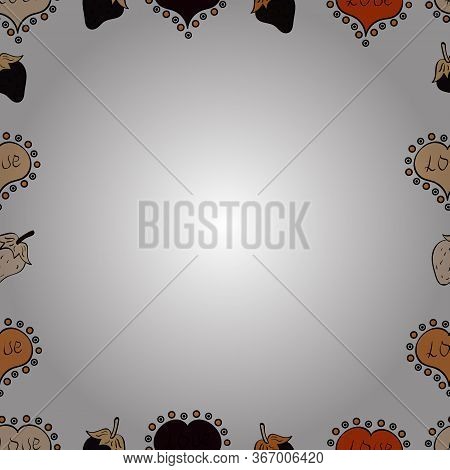 Seamless Pattern.hand Drawn Doodle Frames. Illustration In Beige, White And Black Colors. Vector Ill