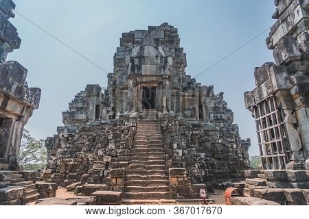 Ancient Angkor Wat Ruins Panorama. East Baray. Siem Reap, Cambodia
