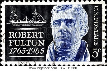 02.11.2020 Divnoe Stavropol Territory Russia Postage Stamp United States 1965 Robert Fulton 1765-196