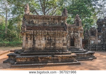 Ancient Angkor Wat Ruins Panorama. Thommanon Temple. Siem Reap, Cambodia