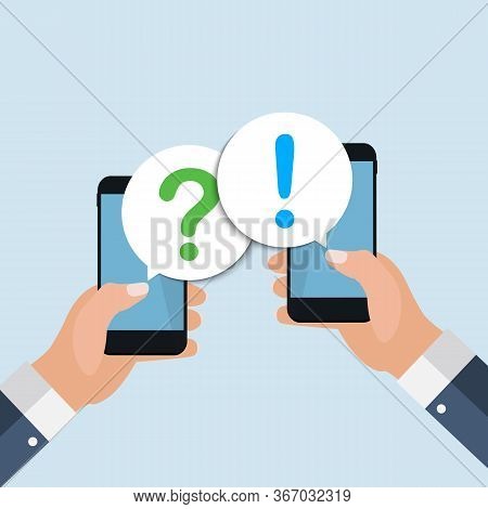 Chat Message Bubbles On Smartphone Screen, Social Networ Concept. Vector Illustration
