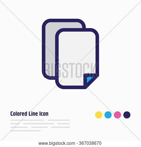 Illustration Of Copy Icon Colored Line. Beautiful Storage Element Also Can Be Used As Duplicate File