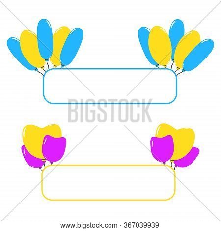 Colourful Vector Frames With Balloons. Invitation Border.