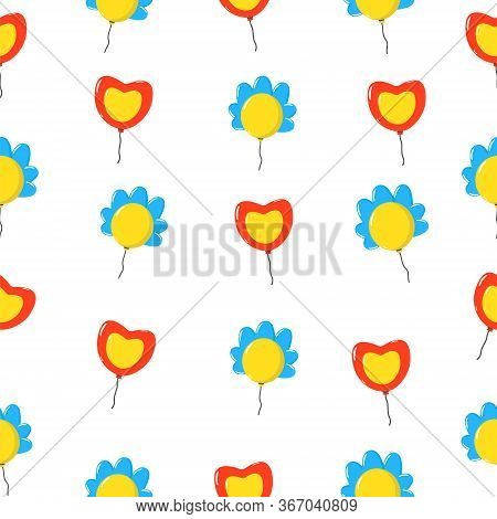 Colourful Vector Pattern With Balloons. Flying Ballons.