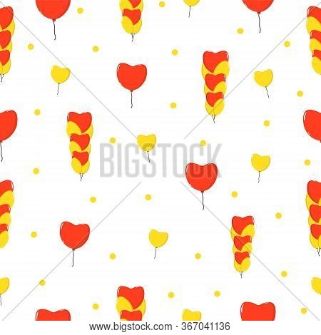 Colourful Vector Pattern With Balloons. Flying Hearts .