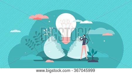 Hatching Idea Vector Illustration. Creative New Strategy Born Process Flat Tiny Persons Concept. Suc