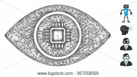 Mesh Electronic Vision Web Icon Vector Illustration. Carcass Model Is Based On Electronic Vision Fla