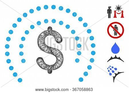 Mesh Financial Sphere Shield Web Icon Vector Illustration. Carcass Model Is Based On Financial Spher