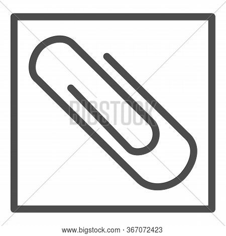 Paper Clip Line Icon, Stationery Concept, Attachment Sign On White Background, Office Paperclip Symb