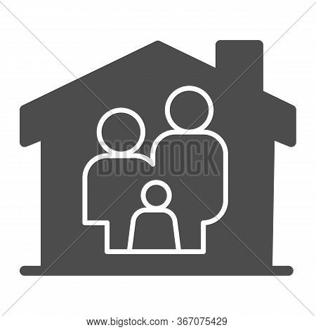 Family In House Solid Icon, Family At Home Concept, Parents And Child Sign On White Background, Safe