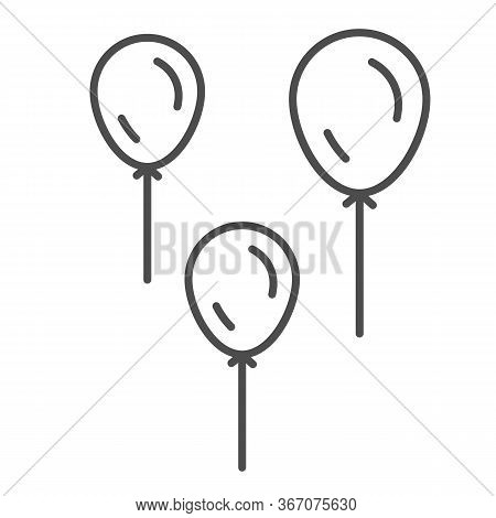 Balloons Thin Line Icon, Childhood Concept, Air Helium Balloons Vector Sign On White Background, Thr