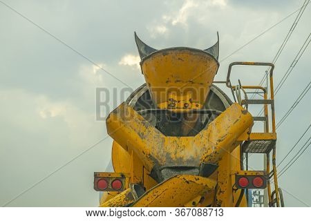 Yellow Cement Mixer Truck Road Industrial Builder