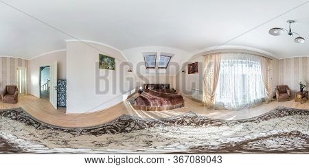 Minsk, Belarus -  April 2019: Full Seamless Hdri Panorama 360 Angle In Bedroom In Apartments On Mans