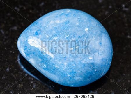 Closeup Of Sample Of Natural Mineral From Geological Collection - Tumbled Blue Aventurine Gem Stone 