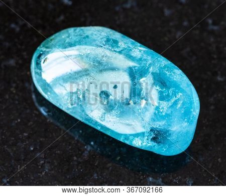 Closeup Of Sample Of Natural Mineral From Geological Collection - Tumbled Aquamarine (blue Beryl) Ro