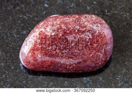 Closeup Of Sample Of Natural Mineral From Geological Collection - Polished Red Aventurine Gem Stone 