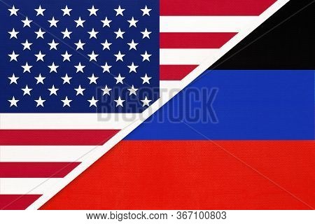 United States Of America Or Usa And Donetsk People's Republic Or Dnr, Symbol Of Two National Flags F