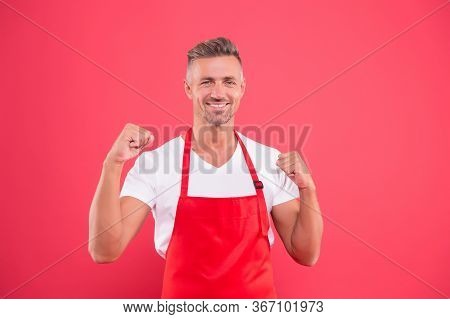 Friendly Happy Bartender. Professional Cleaning. Household And People Concept. Hospitable And Confid