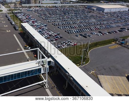 Cape Canaveral, Usa. The Arial View Of Port Canaveral From Cruise Ship, Docked In Port Canaveral, Br