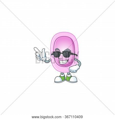 Super Cool Pertussis Cartoon Drawing Style Wearing Black Glasses
