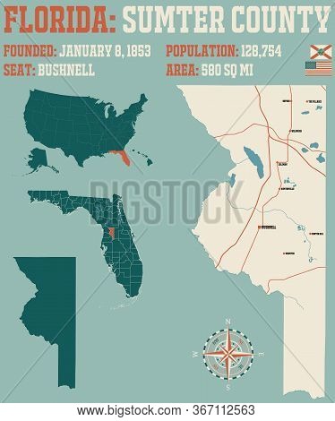 Large And Detailed Map Of Sumter County In Florida, Usa.