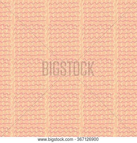 Retro Pattern With Seamless Knit Ornament. Repeating Background For Textile Design In Orange Colors.