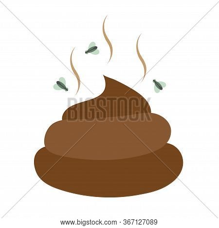 Flat Icon Excrement. Feces Images. Poop. Modern Vector Illustration For Web And Mobile. Fly Around E
