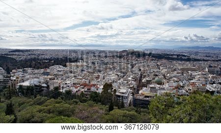 Several Huge Panoramic Photos Of Athens, Clouds Sky