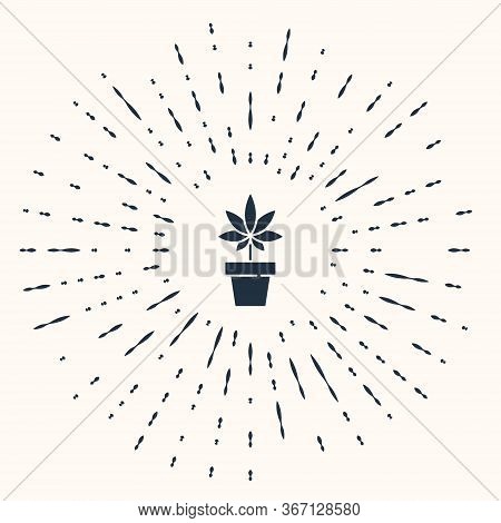 Grey Medical Marijuana Or Cannabis Plant In Pot Icon Isolated On Beige Background. Marijuana Growing
