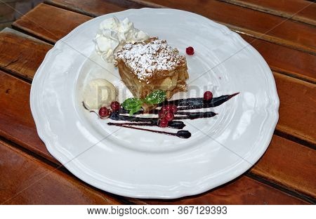 Ice Cream Currant Apple Pie On The Plate