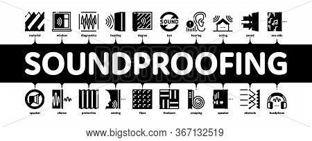 Soundproofing Building Material Minimal Infographic Web Banner Vector. Collection Of Soundproofing W