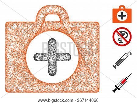 Mesh First Aid Web Icon Vector Illustration. Model Is Based On First Aid Flat Icon. Network Forms Ab