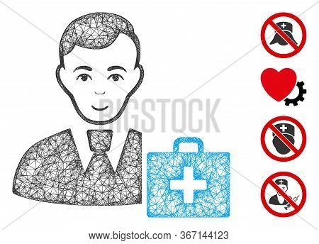 Mesh First-aid Manager Web Icon Vector Illustration. Abstraction Is Based On First-aid Manager Flat 