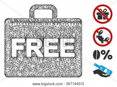 Mesh Free Accounting Case Web Icon Vector Illustration. Carcass Model Is Based On Free Accounting Ca