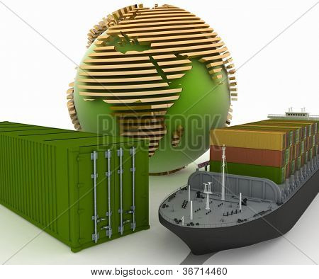Ticari teslimat anlayışı bir deniz taşımacılığı yükler. illüstrasyon.