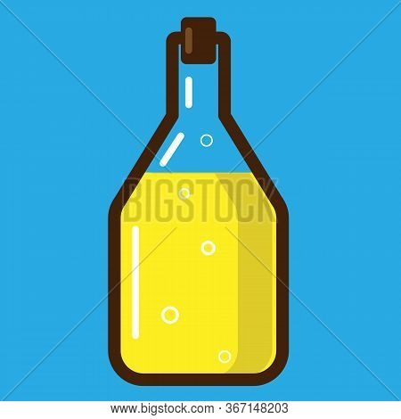 Bottle Of Lemonade Juice On In A Bright Cartoon Style. Fast Food Vector In Nice Colors Isolated On A